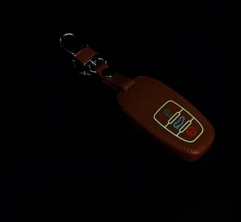 3 mygtuką, sulankstomos / smart automobilių klavišą padengti švytinti oda automobilių apima atveju turėtojas žiedas keychain grandinės AUDI Q3 Q7, A4 A6