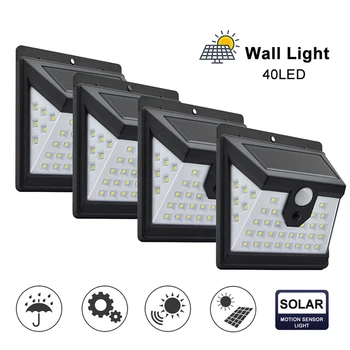 3 Režimai Lauko 40 LED Saulės energija Varomas Šviesos PIR Judesio Jutiklis Sodo Saugumo Sienos Lempos Energijos Taupymo Sodo Kieme Šviesos diodų (led) lemputė