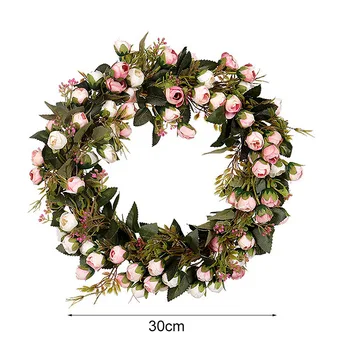 30 cm/40cm Dirbtinis Mini Rožė Gėlių Vainikas Šilko Netikrą Girlianda Namų Durų Vestuvių Sienos Kabo Dekoro