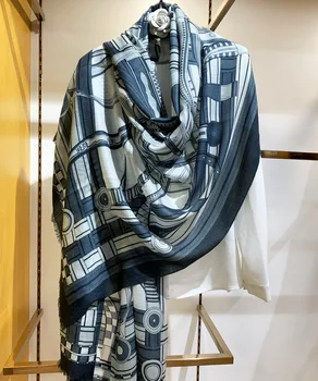 300s Kašmyro Šalikas Grandines Spausdinimo Retro klasikinis Dizainas Žiemos Pashmina Skara Hijabs 200*100cm