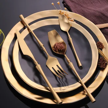 304 Nerūdijančio Plieno Stalo įrankiai Europos stiliaus Aukso Mažas Juosmens Vakarų Maisto Šakutę, Šaukštą ir Namų Virtuvės Reikmenys
