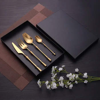 304 Nerūdijančio Plieno Stalo įrankiai Europos stiliaus Aukso Mažas Juosmens Vakarų Maisto Šakutę, Šaukštą ir Namų Virtuvės Reikmenys