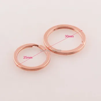 30pcs 30/25mm Rose Aukso Spalvos Split Ring Butas Raktų Žiedas metalo Key chain 