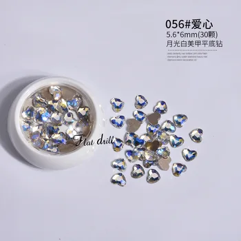 30pcs crystal white nagų dailės kalnų krištolas priedai plokščios formos 3D nagų dailė apdailos blizgučiai, stiklo diamond