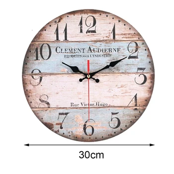 30X30cm Didelis Apvalus Sieninis Laikrodis, Medinės Pramonės Europos Stiliaus Antikvariniai Vandeniui Sieninis Laikrodis