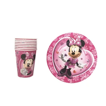 33 vnt./daug Disney Minnie Mouse Temą Laimingas Gimtadienio Dekoracijas, Vienkartiniai Tablewares servizas Plokštės Servetėlės, Staltiesės