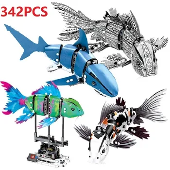 342PCS Forma Žuvų Nustatyti Pastato Blcoks Sembo Suderinama Kūrėjas Ekspertų Koi Ryklys Plytų Žaislas Vaikams Dovanų Klasikinis plytų WJ088