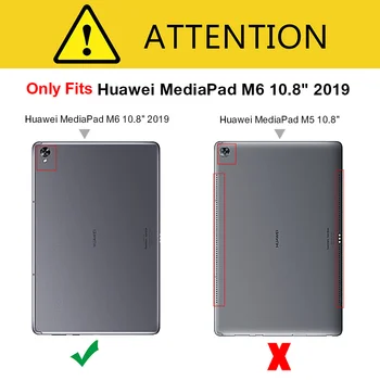 360 Laipsnių Besisukantis PU Odos Atveju Huawei Mediapad M6 10.8 2019 Išleidimo dangtelis Huawei M6 10.8 SPP-AL09/W09 atveju+filmas+rašiklis