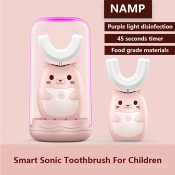 360 Laipsnių Pažangi Automatinė Sonic Vaikų Elektros dantų šepetėlį U Tipo 3 Rūšių Dantų Šepetėliu USB Įkrovimą, Dantų Balinimas