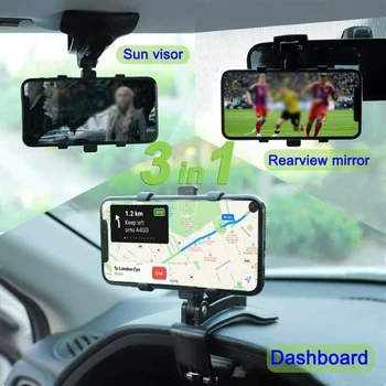 360° Automobilių Mobiliojo telefono laikiklis Klipas Ant prietaisų Skydelio Laikiklio Reguliuojamas Kampas