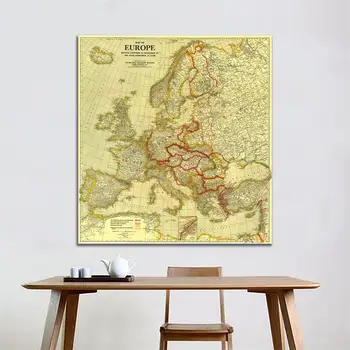 36x36 cm neaustinių Vandeniui Dažymas Purkštuvu, Žemėlapiai Europa in1920 Taikos Konferencijoje Paryžiuje, Sienų Dekoras Žemėlapyje