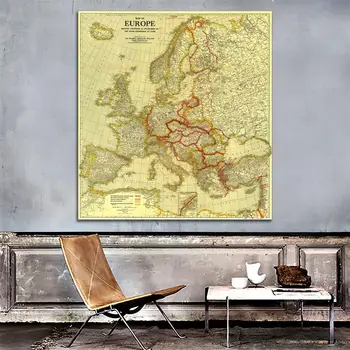 36x36 cm neaustinių Vandeniui Dažymas Purkštuvu, Žemėlapiai Europa in1920 Taikos Konferencijoje Paryžiuje, Sienų Dekoras Žemėlapyje