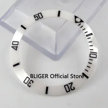 38mm baltos keramikos bezel įterpti tinka 40mm SUB Automatinis laikrodis, vyriški žiūrėti black marks pateikė BLIGER gamyklos BB15