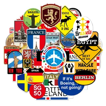 39Pcs Mados Prekės ženklo Logotipą Kelionės Lipdukai Įvairių Šalių Miestų Dienoraštis Kanceliarinės prekės Lipdukas Kulka Leidinys Lipdukai Vaikas Žaislai