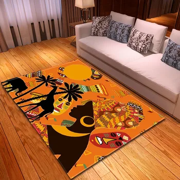 3D Afrikos moters grožio kilimų Didelio dydžio kilimėliai, miegamojo restoranas grindų kilimėlis kambarį salonas tapete sofa-lova, minkštas Namuose kilimas