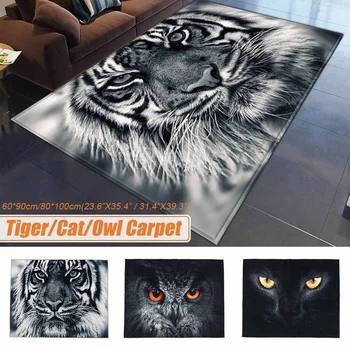 3D Animaciją Tiger Cat Pelėda Gyvūnų Kilimų Kambarį Lentelė Kilimėlis atsparus Vandeniui neslidus Poliesteris Kilimas Vaikams Miegamojo Duris, Grindys, Kilimas