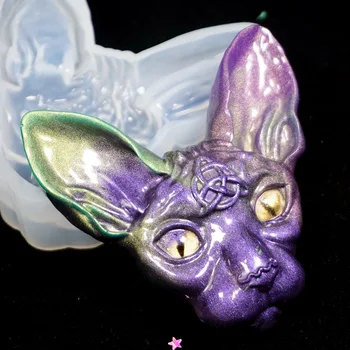 3D Beplaukiai Katė Galvos Silikono Formų Epoksidine Derva, Pelėsių, UV Epoksidinės Resina Pelėsių 