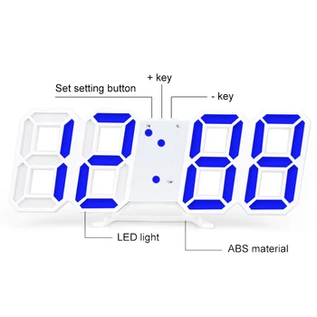 3D Didelis Skaitmeninis LED Sieninis Laikrodis Data ir Laikas Celsijaus naktinė lempa Ekranas Lentelė Darbalaukio Laikrodžius, Žadintuvas Namų Kambarį