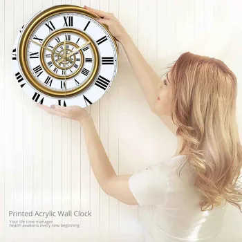 3D Efektas Abstrakcionizmas Romos Spiralės Akrilo Sieninis Laikrodis Derliaus Gyroidal Romėniškais Skaitmenimis Atspausdintas Sienos Kabo Žiūrėti Laikrodis