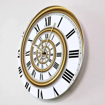 3D Efektas Abstrakcionizmas Romos Spiralės Akrilo Sieninis Laikrodis Derliaus Gyroidal Romėniškais Skaitmenimis Atspausdintas Sienos Kabo Žiūrėti Laikrodis