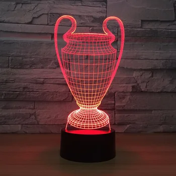 3D Futbolo Taurės Trofėjus Lempa 7 Spalvų Keitimas 3D LED Nakties Šviesos Palieskite Mygtuką, USB Kūdikio Miegamojo Miego Luminaria Šviesos