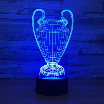 3D Futbolo Taurės Trofėjus Lempa 7 Spalvų Keitimas 3D LED Nakties Šviesos Palieskite Mygtuką, USB Kūdikio Miegamojo Miego Luminaria Šviesos