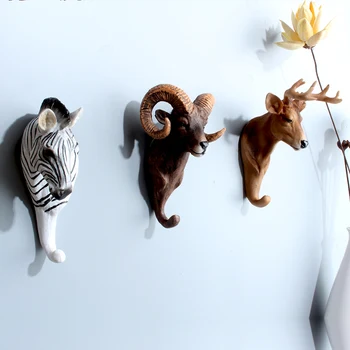 3D Gyvūnų Galvos Sienos Pakabos Statula Figūrėlės Apdaila Durų drabužiams Kabinti Dervos Elnias Raganosis, Dramblys ir Žirafa Arklių Dovana