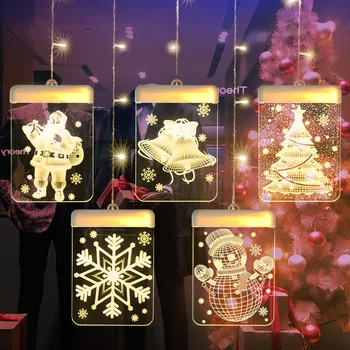 3D Kalėdų Puošmena Kabo Žibintai LED Star Šviesos Užuolaidos Varveklis String Šviesos Girliandomis, Kalėdų Dekoro Nuotolinio Valdymo