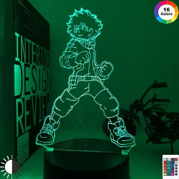 3D Lempos Izuku Midoriya Skaičius Vaikų, Miegamojo naktinė lempa Led Touch Jutiklio, Kambario Apšvietimas Anime Mano Herojus akademinės bendruomenės Dovana Led Šviesos Naktį