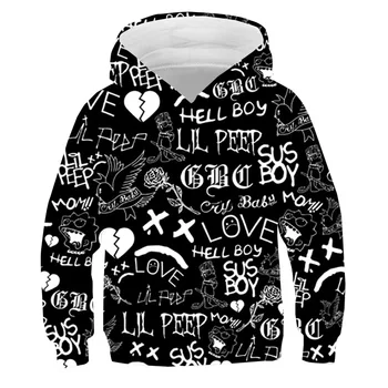 3D Lil Peep Hoodies Suaugusiems Vaikams Reperis Cry Baby Megztinis Vyrams Palaidinukė Hip-Hop Streetwear Paaugliams Harajuku Rap Lil.peep