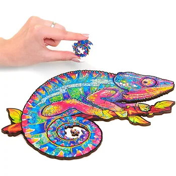 3D Medinio Chameleonas Galvosūkiai Paslaptingas Gyvūnas Dėlionės Suaugusiųjų Švietimo Žaislai Vaikams, Gyvūnų Formos Dalys A3 A4 A5 Dovana
