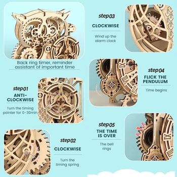 3D Medinė Dėlionė Pelėda Laikrodis modelių Kūrimo Rinkinys, Žaislų, Vaikai, Vaikams, Boys Modelio Rinkinio Lašas Laivybos Naujų Karšto Pardavimo