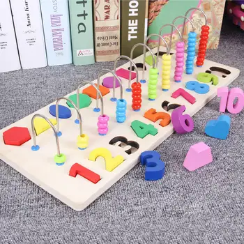 3D Medinės Lentos, Žaislų 5 in 1 Žvejybos Skaičius Numerių Atitikimo Skaitmeninis Montessori Matematikos Galvosūkių Švietimo Žaislai Vaikams, Vaikai