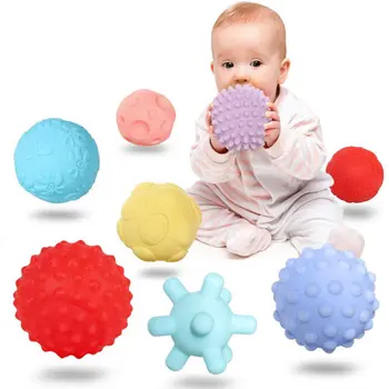 3D Paliesti Ranka Kamuolius 12pcs Kūdikių Žaislas Minkštas Blokai Kūdikių Masažas Gumos Teethers Išspausti Žaislas Vonios Žaislai Juguetes Bebe