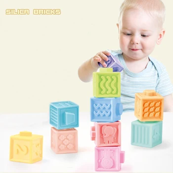 3D Paliesti Ranka Kamuolius 12pcs Kūdikių Žaislas Minkštas Blokai Kūdikių Masažas Gumos Teethers Išspausti Žaislas Vonios Žaislai Juguetes Bebe