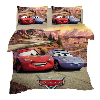 3D patalynė Twin dydžio antklodė antklodžių užvalkalus rinkinys Disney McQueen Automobilių Spausdinti Patalynė Karalienė Coverlets Vaikams, Vaikų Miegamasis 3 vnt Karšto