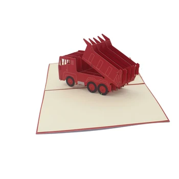 3D pjovimas Lazeriu Rankų darbo Raudonos Sunkvežimių Autotruck Popieriaus Kvietimas, atvirukas Atvirukas Berniukas Gimtadienio Reikalas Kūrybos Dovana