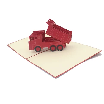 3D pjovimas Lazeriu Rankų darbo Raudonos Sunkvežimių Autotruck Popieriaus Kvietimas, atvirukas Atvirukas Berniukas Gimtadienio Reikalas Kūrybos Dovana