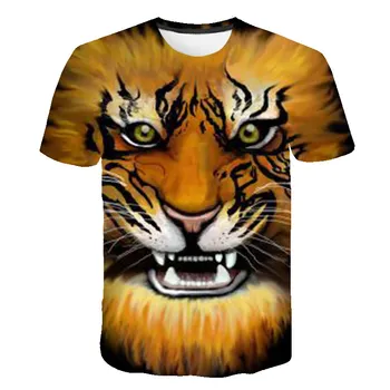 3d-printed gyvūnų Vilkas/tiger/liūtas karalius vaikų marškinėliai vasaros mados apvalios apykaklės 4t-14t berniukų ir mergaičių streetwear t-shirts