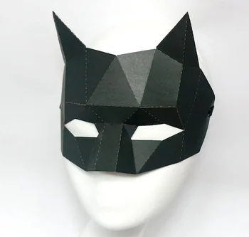 3D pusę veido, popieriniai Juoda Katė Gyvūnų Cosplay Kostiumų 