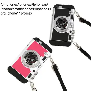 3D Retro Kamera Virvelę Telefono dėklas Skirtas Iphone Xs Max /11 Mados Turėtojas XR Silikono Atveju Kartus P0K1