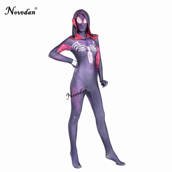 3D Spausdinimo Voras Gwen Stacy Juodas Voras Kostiumas Suaugusių Moterų Cosplay Zentai Kostiumas Spandex Moterų Helovinas Bodysuit Catsuit