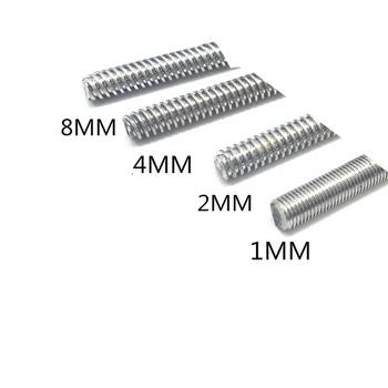 3D Spausdintuvas CNC THSL-100-1D Ilgis 100/200/300/400/500/600mm Trapecijos formos Švinas Varžtas 8MM Sriegis 1mm /2mm/4mm/8mm T8