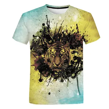 3D tigras Berniukų, Mergaičių marškinėliai Animacinių filmų Spausdinti mergaičių drabužius T-shirt 2020 nauja, T-shirt vaikams Mielas Tee O Kaklo Vasaros Viršūnes