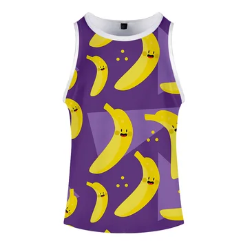 3D Vaisių, Bananų Sveikatingumo tankų Vasaros Liemenę, o ant kaklo Atsitiktinis Marškinėliai be Rankovių Medvilnės Dizainas Kultūrizmo Rezervuaro Viršaus