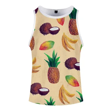 3D Vaisių, Bananų Sveikatingumo tankų Vasaros Liemenę, o ant kaklo Atsitiktinis Marškinėliai be Rankovių Medvilnės Dizainas Kultūrizmo Rezervuaro Viršaus
