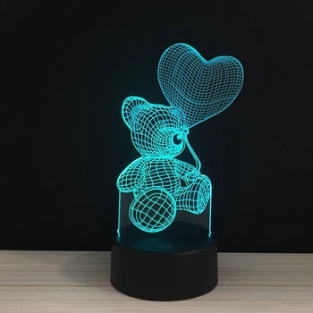 3D Valentino Diena spalvinga Šviesa meilė širdies touch žibintai LED 7 spalvų Valentino dovana pateikti Naktį lempa nuotolinio valdymo apšvietimo 2.14