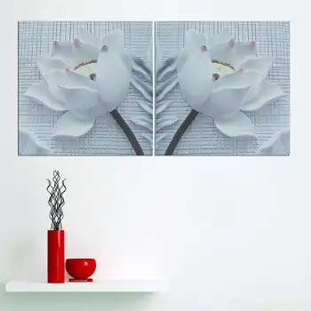 3D White Rose Šiuolaikinės Drobė Spausdinti Tapybos Sienos paveiksl Neįrėminti 2vnt 2 Dydis Tapetai Namų Vestuvių Dekoravimas Sienų Lipduko