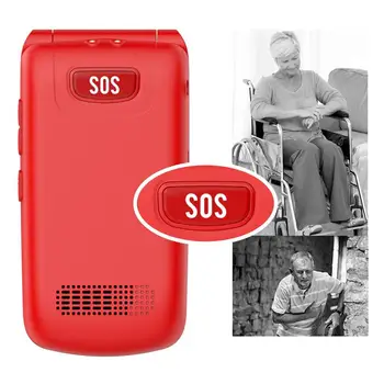 3G Atrakinta Apversti Mobilusis Telefonas Senjorams su SOS Didelis Mygtuką, SIM-Nemokamai Dual SIM Laukimo Greitas Rinkimas Lengva naudoti Vyresnio amžiaus(RAUDONA)