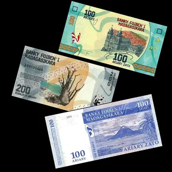 3pcs Madagaskaras banknotus UNC , Nekilnojamojo Originalą (bet pasibaigęs, nenaudojant dabar) originalus pasaulyje pastaba dovana